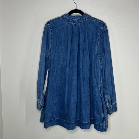 Free People 100% Cotton Baby Blues Denim Swing Oversized Tunic Top size Small - Picture 13 of 14